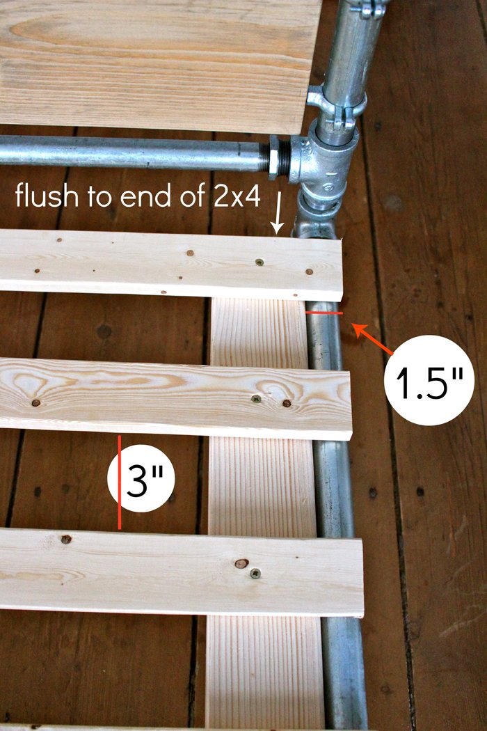 Pipe and Wood Slat Bed — step 12