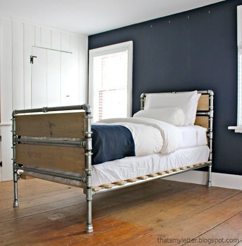Pipe and Wood Slat Bed — step 13