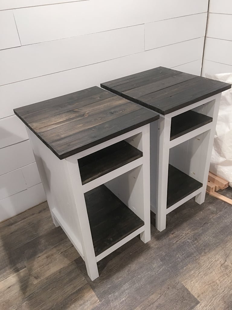 Planked Wood Bedside Table with Shelves