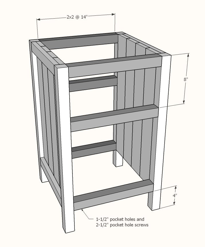 Planked Wood Bedside Table with Shelves — step 3