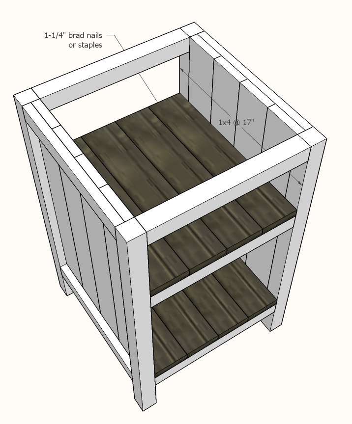 Planked Wood Bedside Table with Shelves — step 4