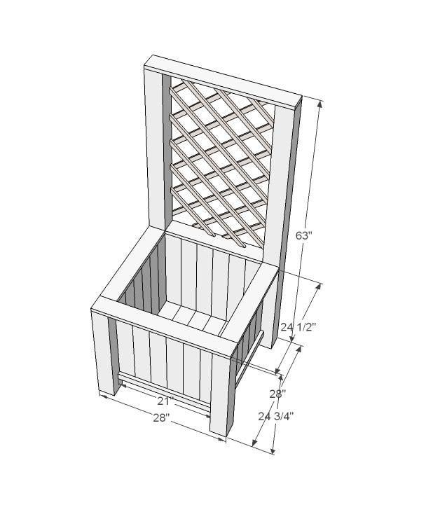 Planter Box with Trellis dimension diagram 1