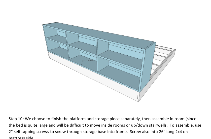Platform Bed with Side Storage 1x12 Divider Shelf — step 10