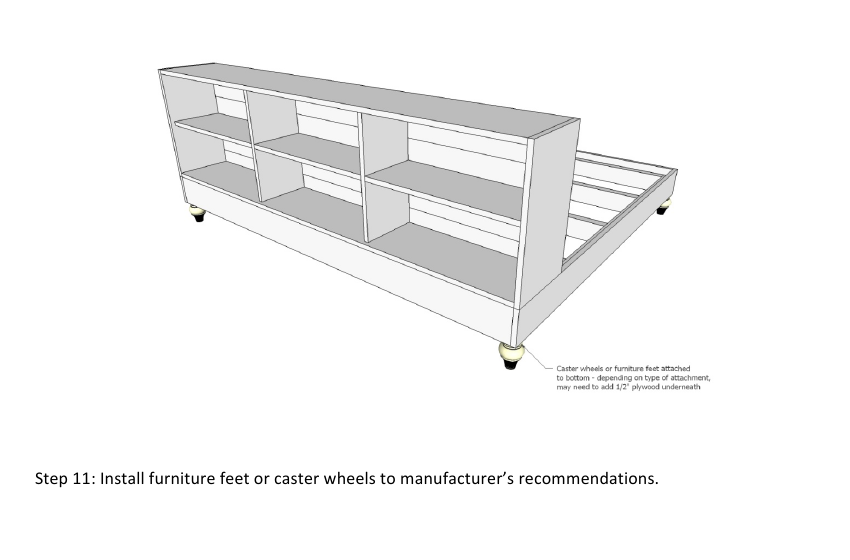 Platform Bed with Side Storage 1x12 Divider Shelf — step 11