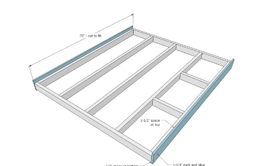 Platform Bed with Side Storage 1x12 Divider Shelf — step 3