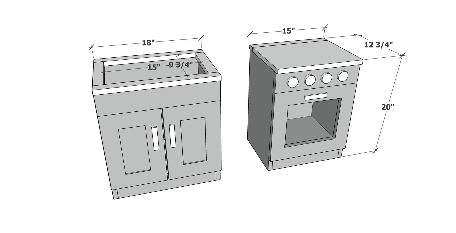 Play Kitchen Stove and Sink with Running Water dimension diagram 1