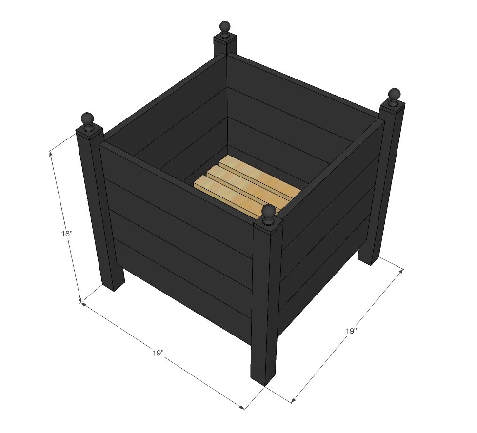 Pocket Hole Planters dimension diagram 1