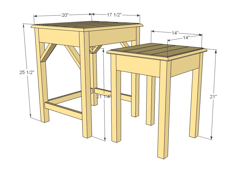 Preston Nesting Side Tables dimension diagram 1