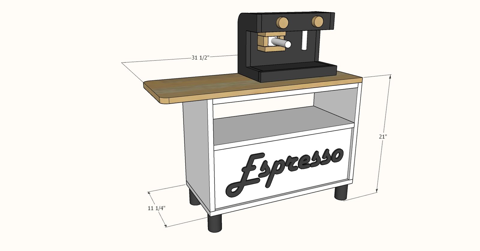 Pretend Play Coffee Station with Espresso Machine dimension diagram 1