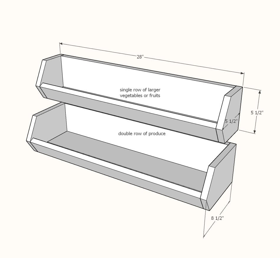 Produce Bin Wall Shelf dimension diagram 1