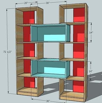 Puzzle Bookcase dimension diagram 1