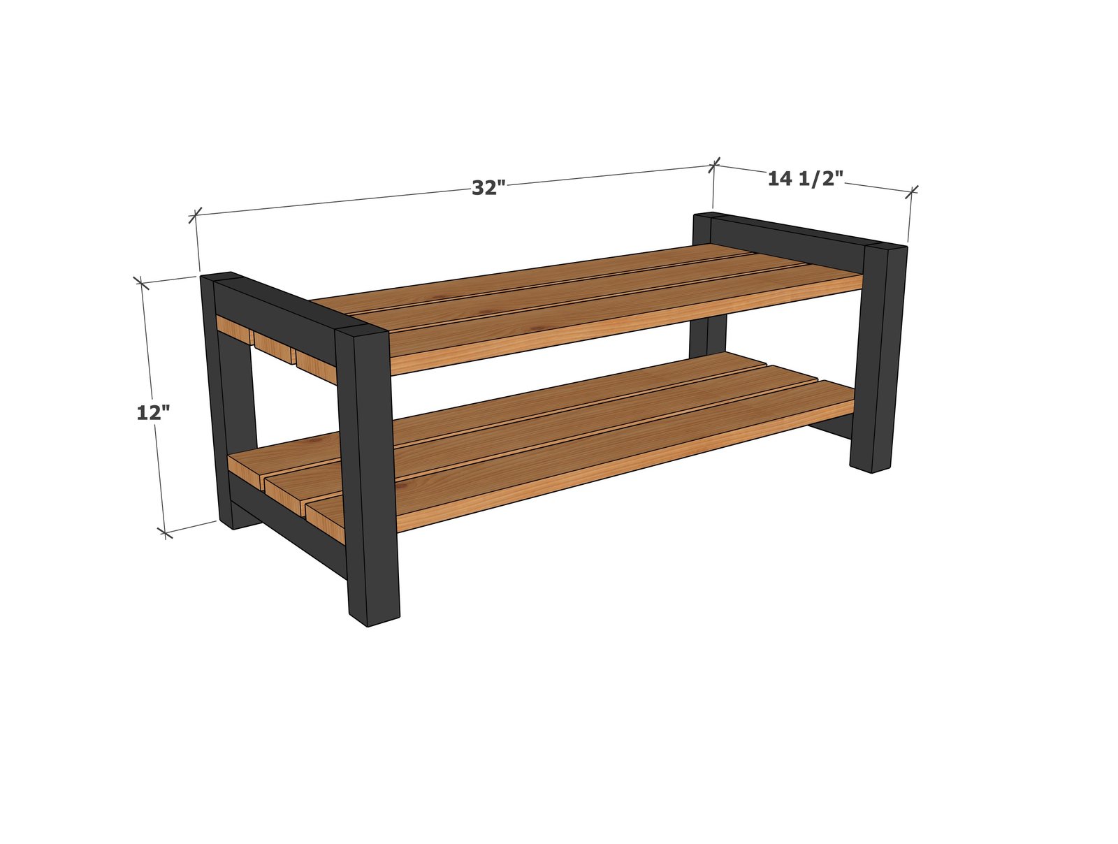 Quick & Easy 2-Tier Shoe Rack dimension diagram 1