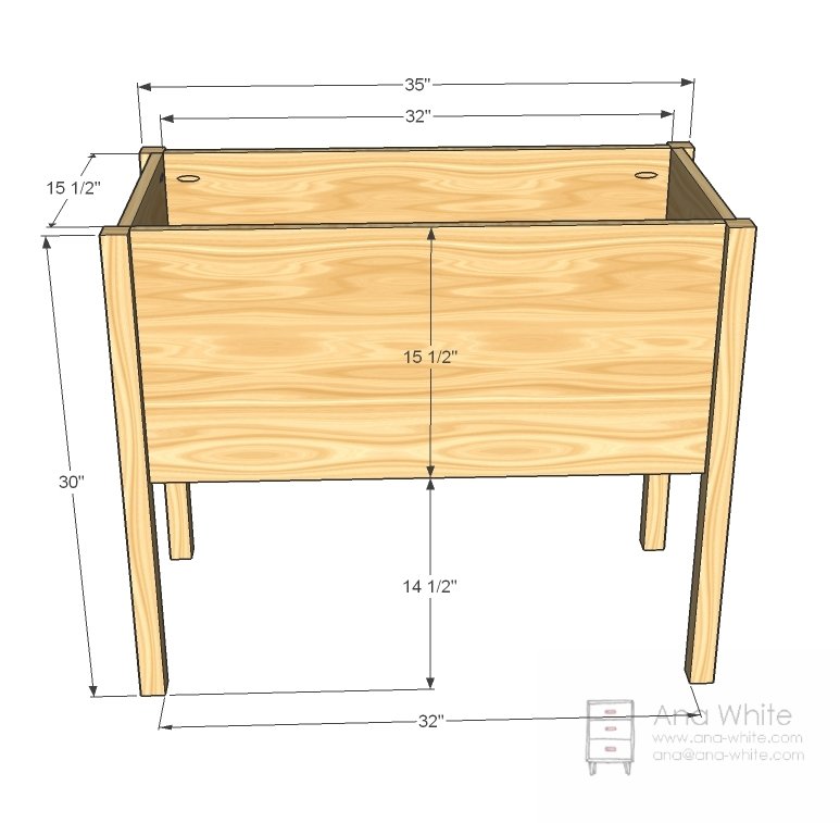 Raised Farmhouse Toy & Blanket Bin dimension diagram 1