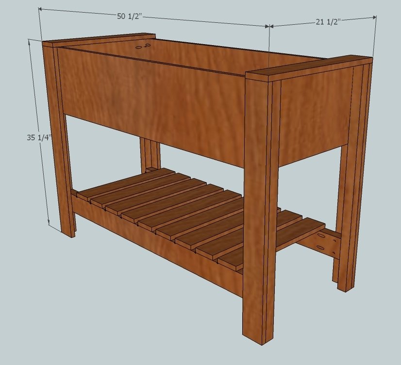 Raised Planter Box with Bottom Shelf dimension diagram 1