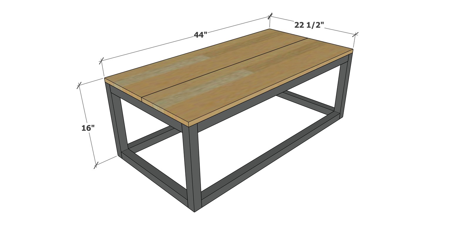 Rectangle Box Frame Coffee Table dimension diagram 1