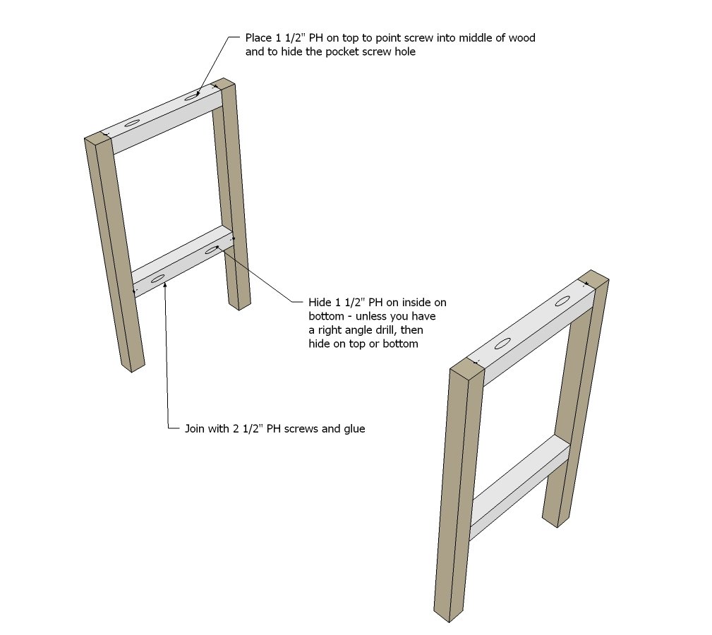 Rectangle End Table with Shelf — step 1