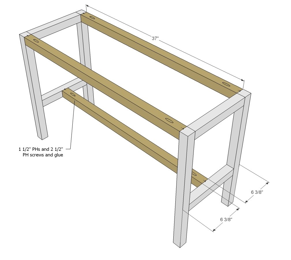 Rectangle End Table with Shelf — step 2