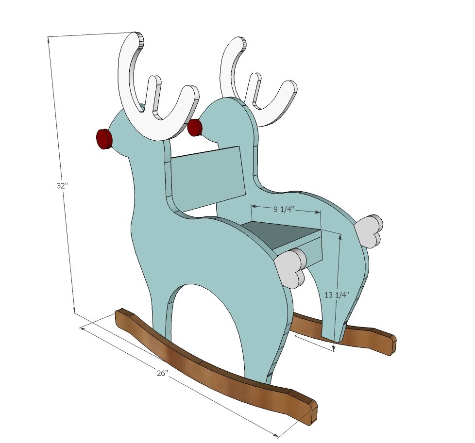 Reindeer Rocking Chair dimension diagram 1