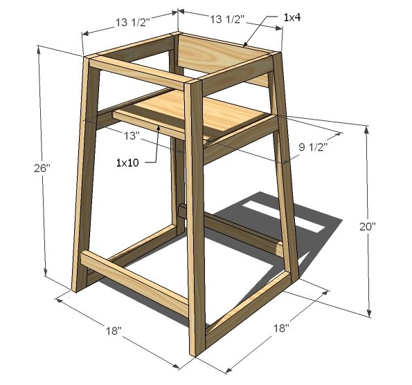 Restaurant High Chair dimension diagram 1