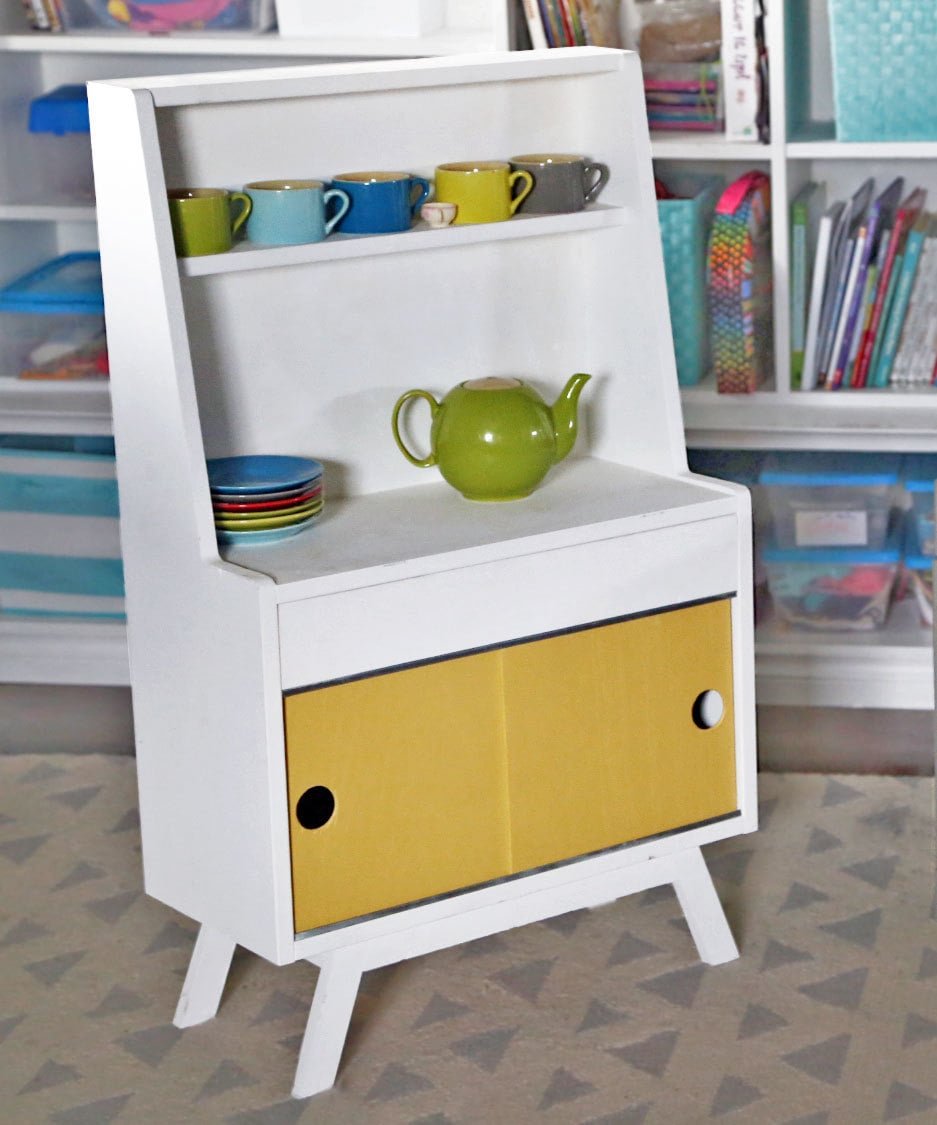Retro Wood Toy Pretend Play Kitchen Dish Hutch