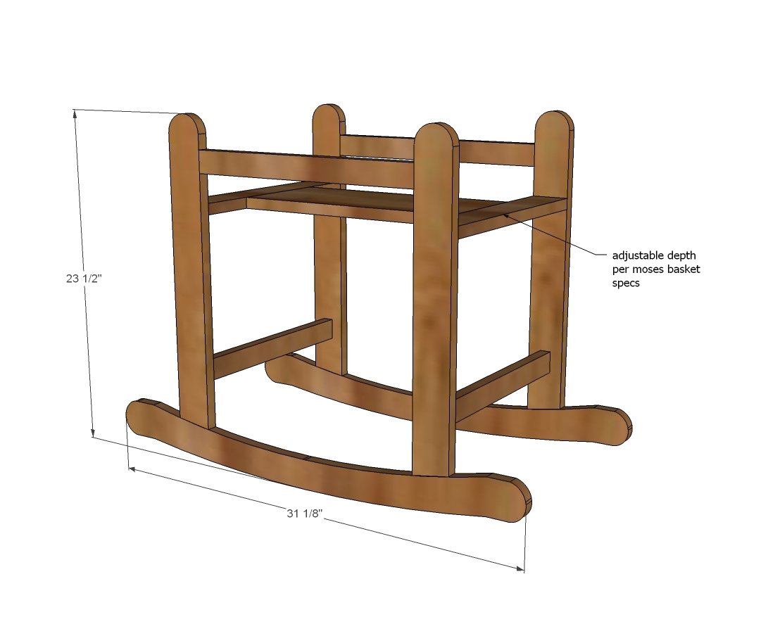 Rocking Moses Basket Stand dimension diagram 1