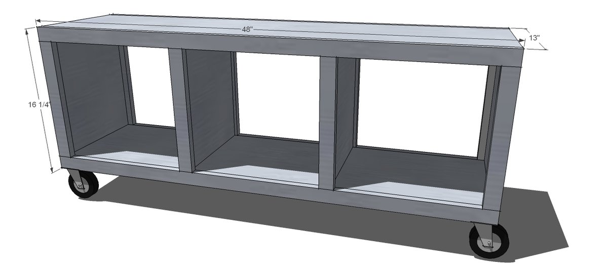 Rolling Cubby Bench dimension diagram 1