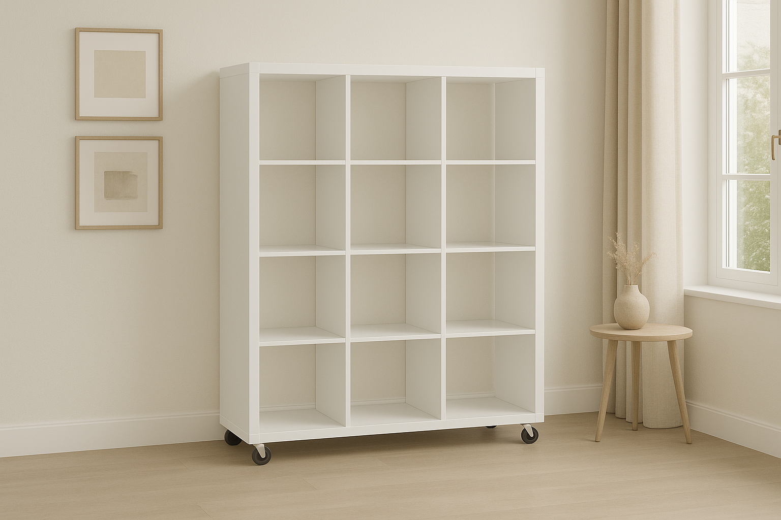 Rolling Room Divider Cubbies