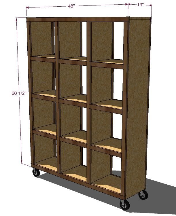 Rolling Room Divider Cubbies — step 1