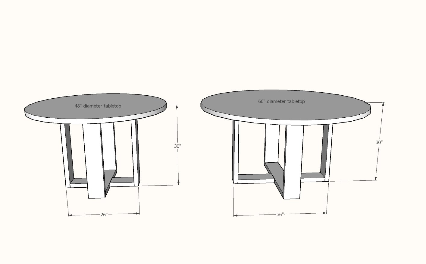 Round Modern Dining Table Base dimension diagram 1