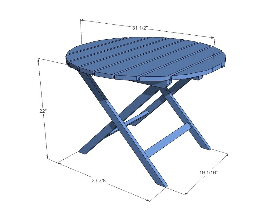 Round Outdoor Adirondack Side Table dimension diagram 1