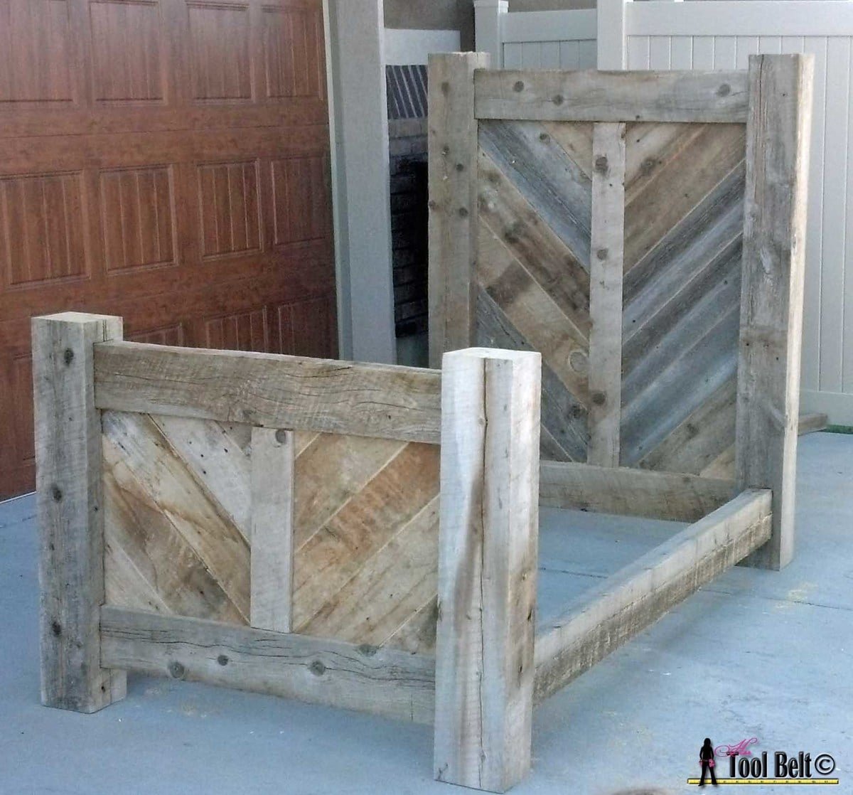 Rustic barnwood bed