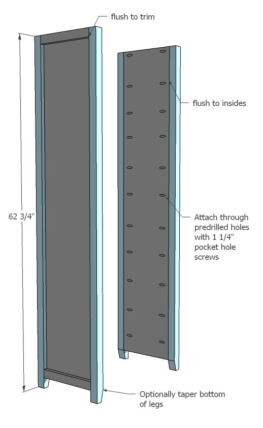 Rustic Bookshelf Plans with 2x2 Face Frames — step 2