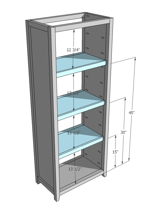 Rustic Bookshelf Plans with 2x2 Face Frames — step 6