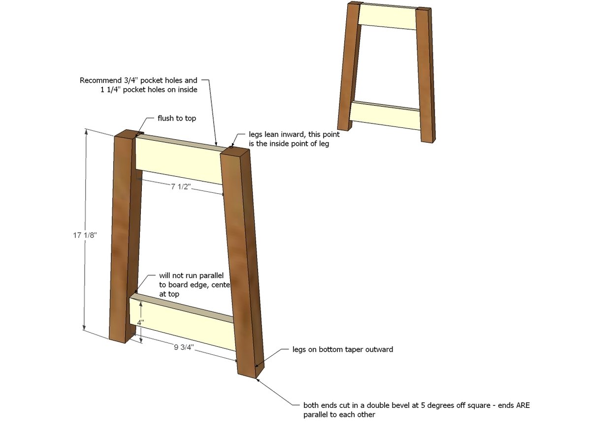 Rustic Double X Bench — step 1