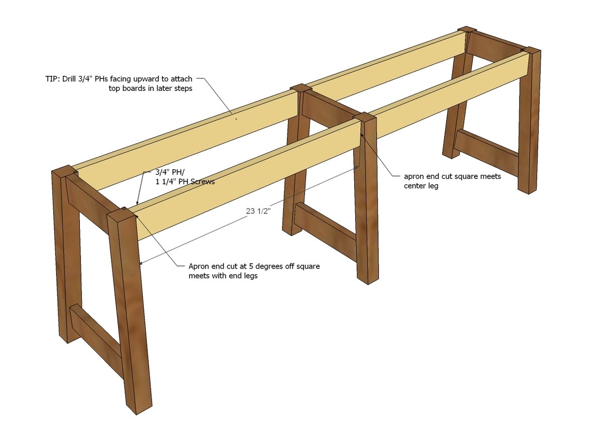 Rustic Double X Bench — step 3