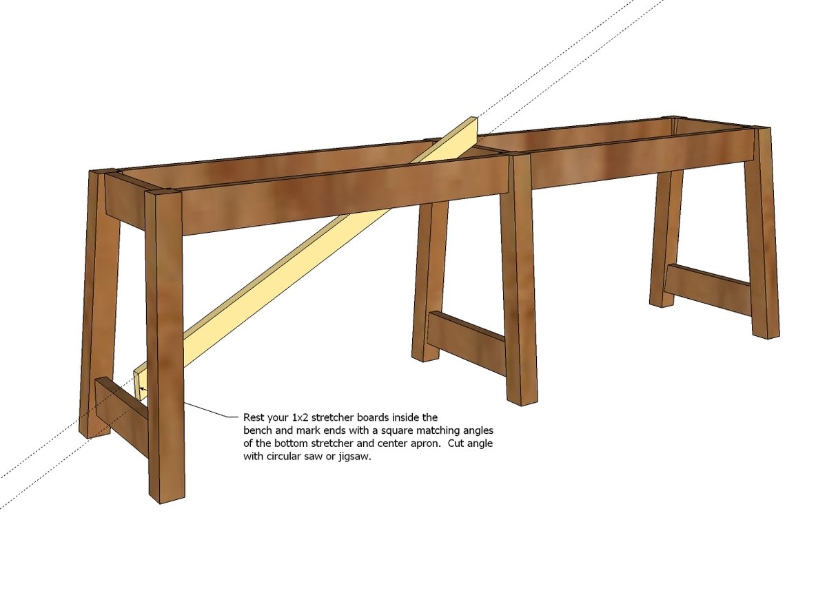 Rustic Double X Bench — step 4