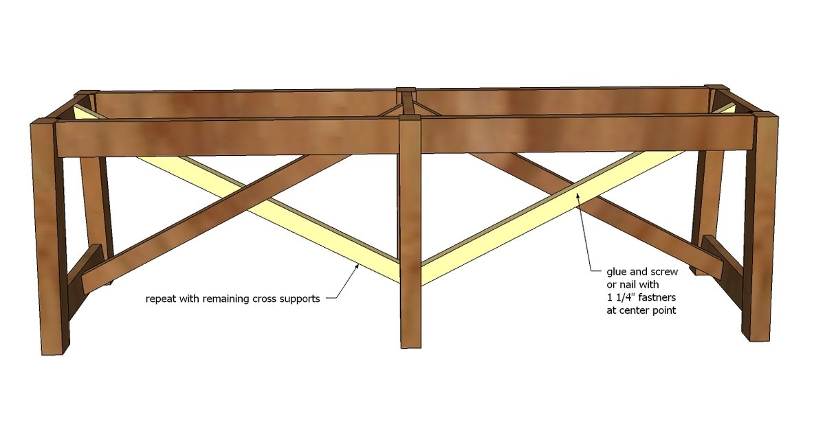Rustic Double X Bench — step 6
