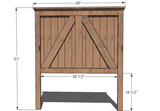 Rustic Farmhouse Headboard (Twin) dimension diagram 1