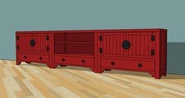 Rustic Media Console Cabinet dimension diagram 1