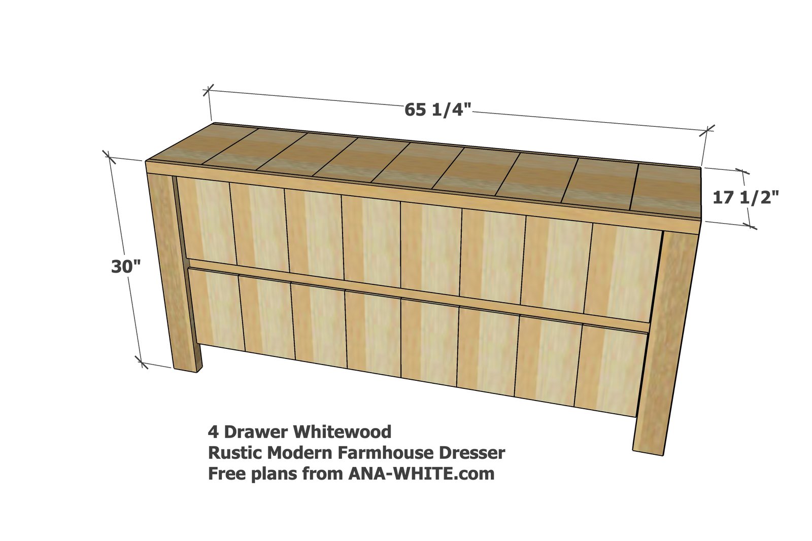 Rustic Modern Farmhouse Dresser Console dimension diagram 1