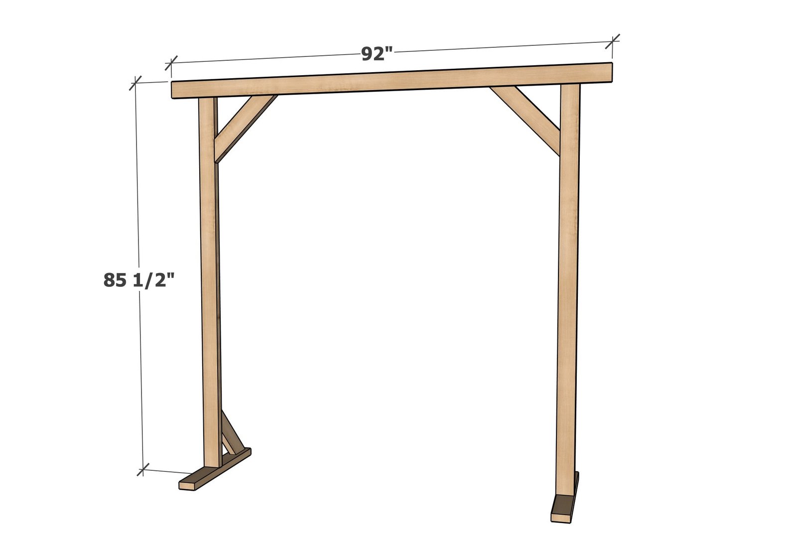 Rustic Wedding Ceremony Arch dimension diagram 1