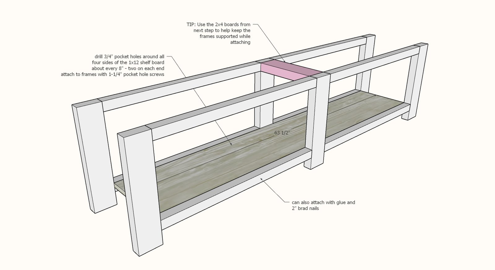 Rustic X Bench — step 2