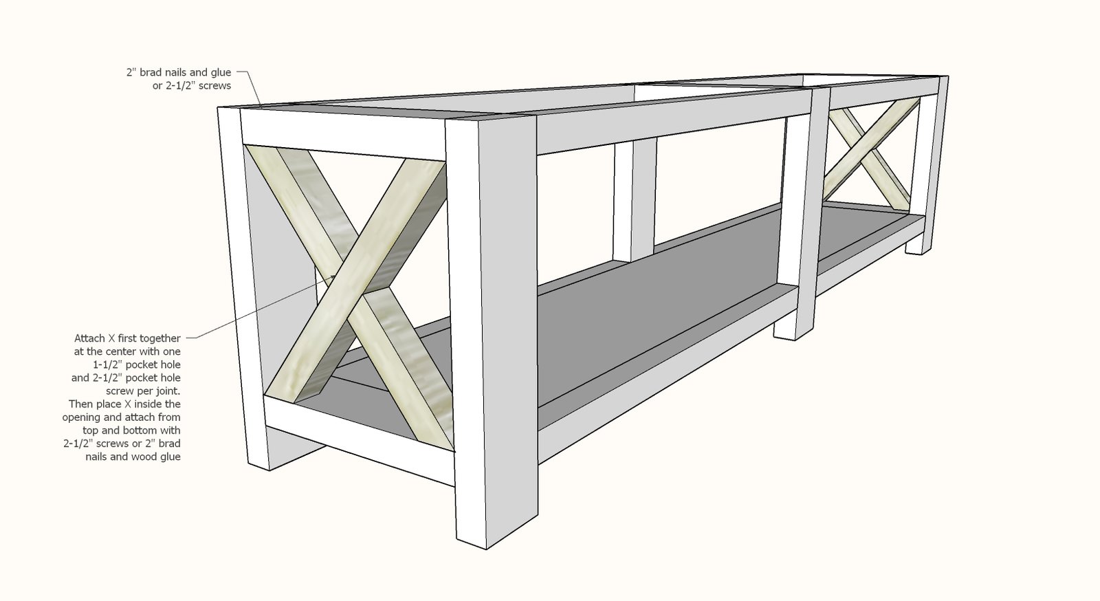 Rustic X Bench — step 5