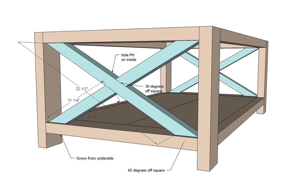Rustic X Coffee Table — step 4