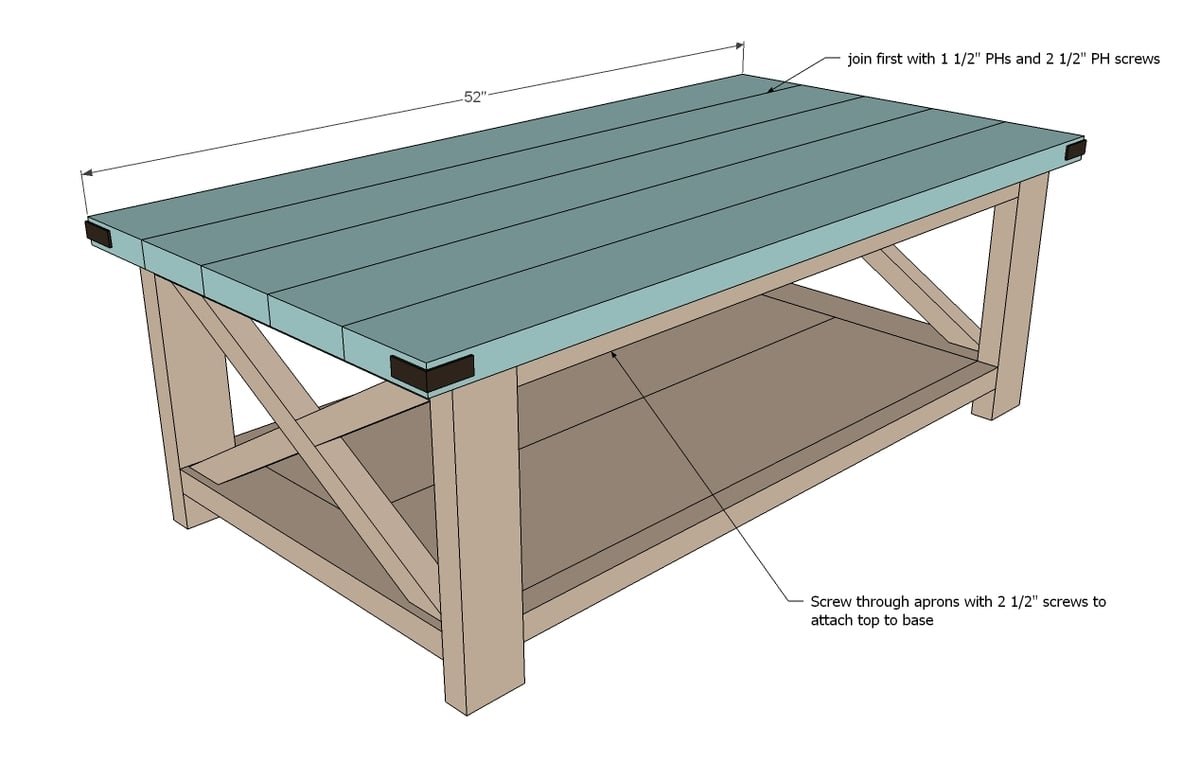 Rustic X Coffee Table — step 5