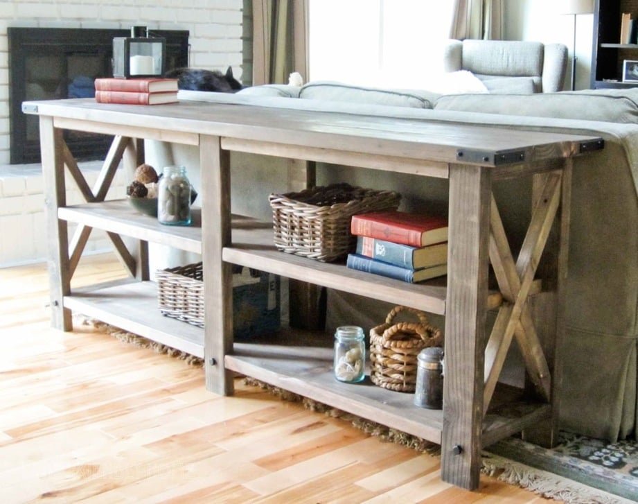 Rustic X Console Table