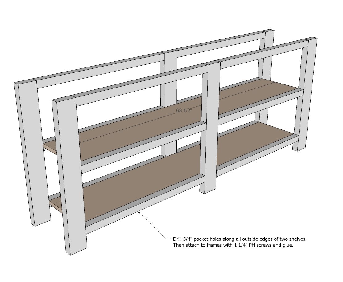 Rustic X Console Table — step 2