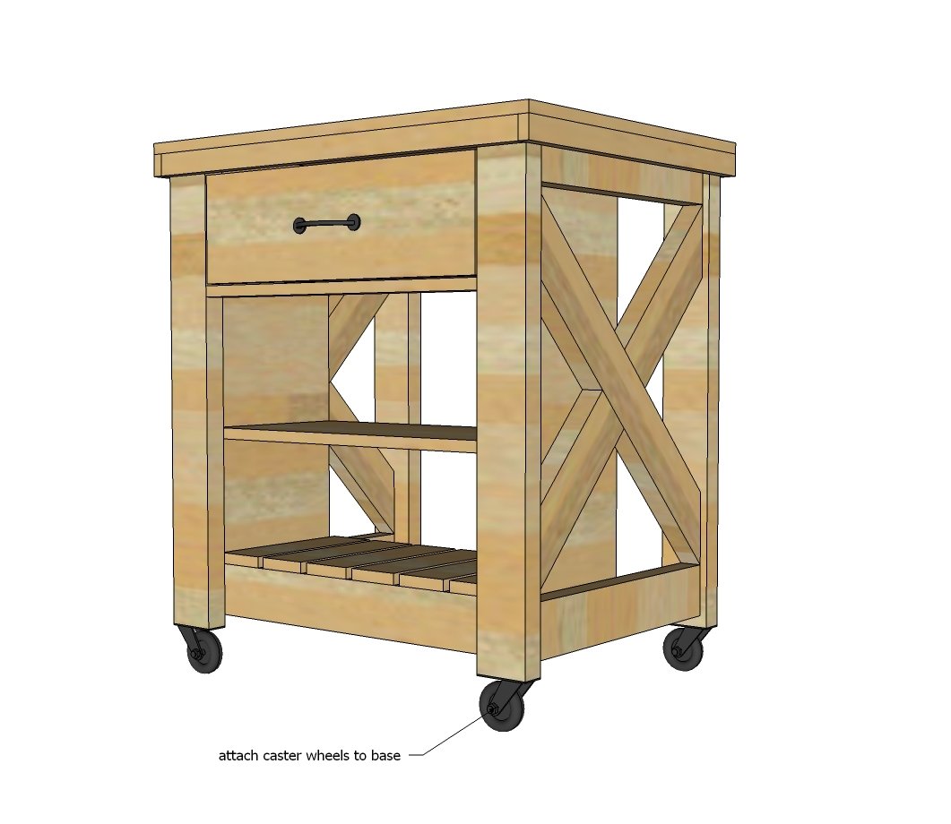 Rustic X Small Rolling Kitchen Island — step 16