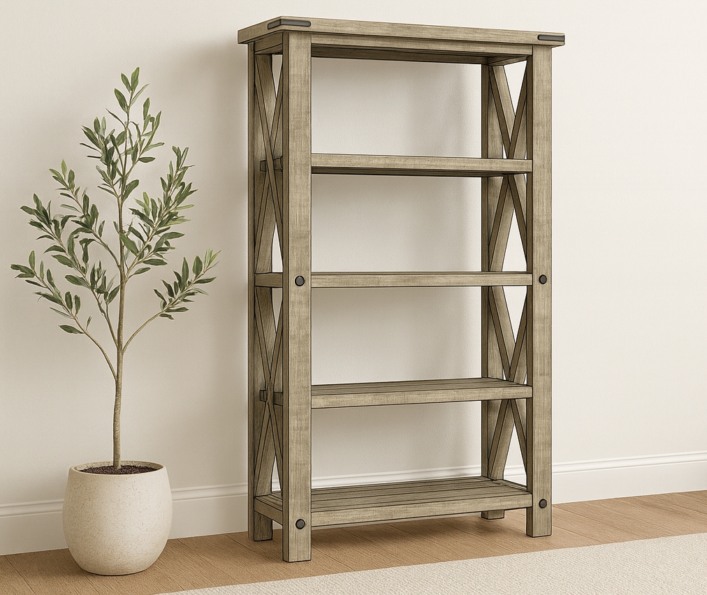 Rustic X Tall Bookshelf