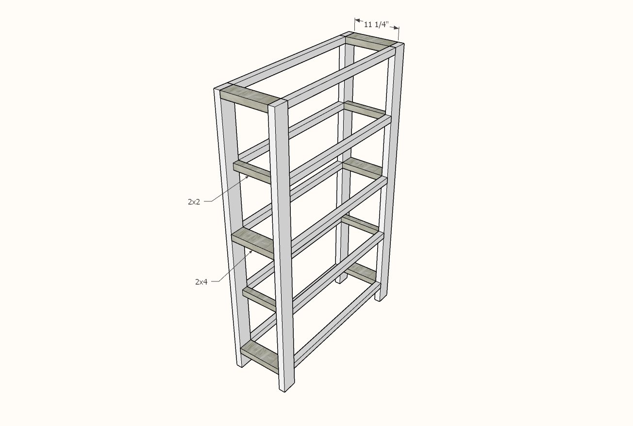 Rustic X Tall Bookshelf — step 2